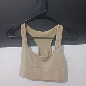 SWS Essentials Women Beige cream seamless ribbed tank crop top